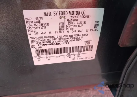 2018 Ford Edge Titanium from USA, damaged, VIN 2FMPK4K86JBC14229
